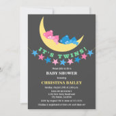 ツインガールとボーイテディベア赤ちゃんシャワー 招待状 (正面)