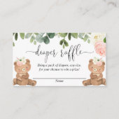 ツインガールのテディはベアーピンクのフローラおむつラッフル エンクロージャーカード (正面)