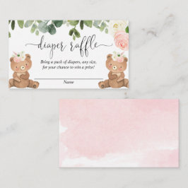 ツインガールのテディはベアーピンクのフローラおむつラッフル エンクロージャーカード