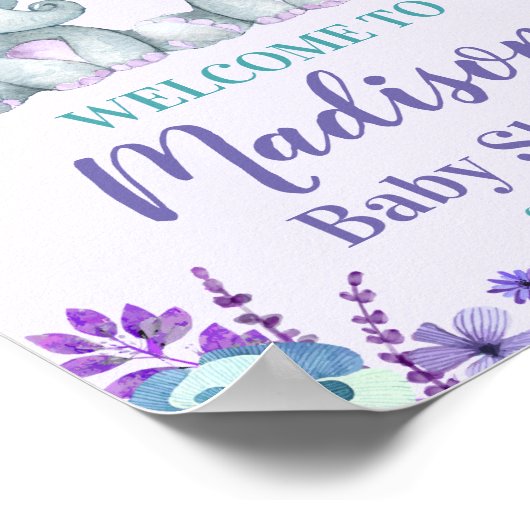 ツインガールエレファントウェルカムサインガールシャワーフローラ ポスター (角)