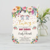 ツインガールエレファントベビーシャワー招待状 招待状 (スタンド正面)