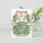 ツインガールキツネベビーシャワー招待状 招待状 (スタンド正面)