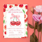 ツインガールズさくらんぼファースト1stエイジ誕生日 招待状