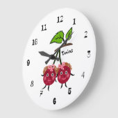 ツインガールズさくらんぼ ラージ壁時計 (傾斜)