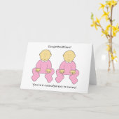 ツインガールズへの祖父母おめでとう カード (黄色い花)