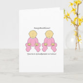 ツインガールズへの祖父母おめでとう カード (黄色い花)