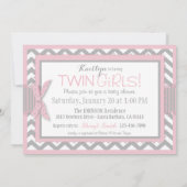 ツインガールズエレファントシェブロンプリントベビーシャワー 招待状 (裏面)