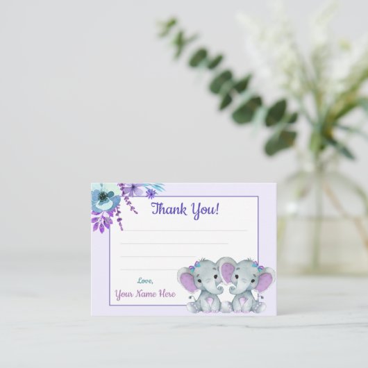 ツインガールズエレファントパープルティール（緑がかった色） 名刺 (スタンド正面)