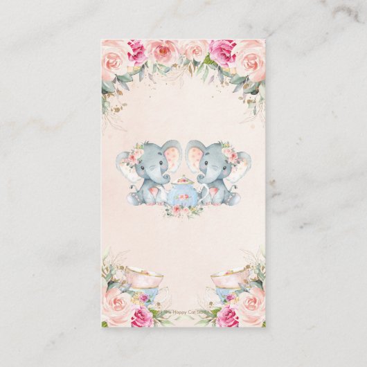 ツインガールズエレファントピンクのフローラ茶が本を持ってくる エンクロージャーカード (裏面)