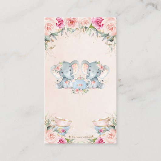 ツインガールズエレファントピンクフローラティーディスプレイシャワー エンクロージャーカード (裏面)