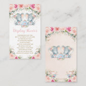 ツインガールズエレファントピンクフローラティーディスプレイシャワー エンクロージャーカード (正面/裏面)