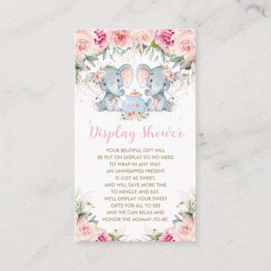 ツインガールズエレファントピンクフローラティーディスプレイシャワー エンクロージャーカード (正面)