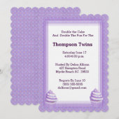 ツインガールズカップケーキ誕生日招待状 招待状 (正面/裏面)