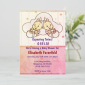 ツインガールズクラウドベビーシャワーレトロ 招待状 (スタンド正面)