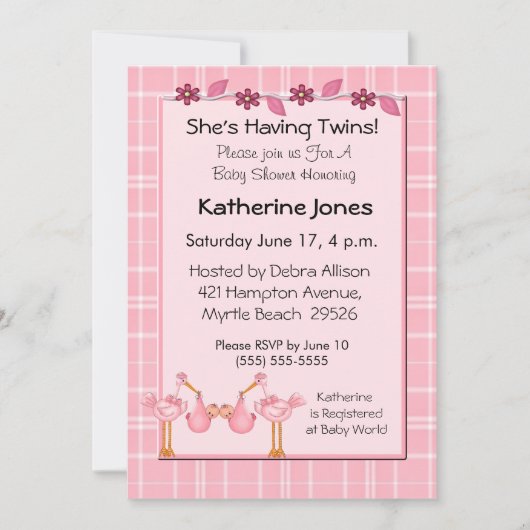 ツインガールズシャワー 招待状 (正面)