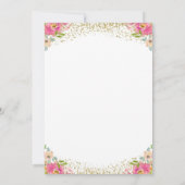 ツインガールズティーパーティーピンク金ゴールドフローラ赤ちゃんシャワー 招待状 (裏面)