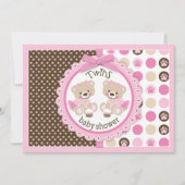 ツインガールズテディベアーズタトゥスベビーシャワー 招待状 (正面)