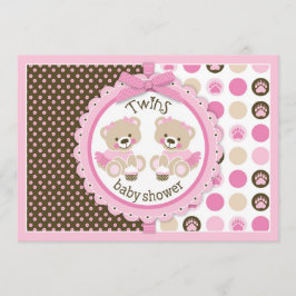 ツインガールズテディベアーズタトゥスベビーシャワー 招待状
