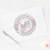 ツインガールズトゥスシェブロンプリントベビーシャワー ラウンドシール (封筒)