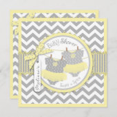 ツインガールズトゥタスシェブロンプリントベビーシャワー 招待状 (正面/裏面)