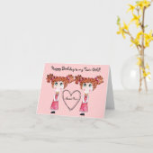 ツインガールズハッピーバースデーカスタマイズカード カード (黄色い花)