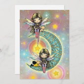 ツインガールズバースデーパーティー招待状妖精 招待状 (正面/裏面)