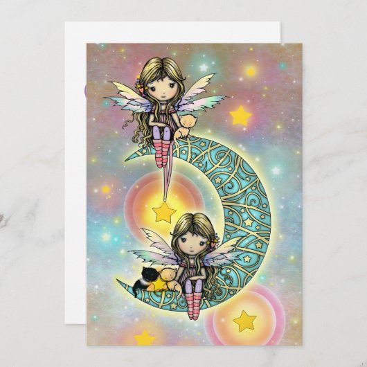 ツインガールズバースデーパーティー招待状妖精 招待状 (正面/裏面)