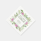 ツインガールズピンクあじさい女の子ベビーシャワー スタンダードカクテルナプキン (角)