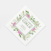 ツインガールズピンクあじさい女の子ベビーシャワー スタンダードランチョンナプキン (角)