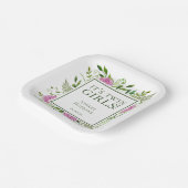 ツインガールズピンクあじさい女の子ベビーシャワー ペーパープレート (傾斜あり)