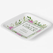 ツインガールズピンクあじさい女の子ベビーシャワー ペーパープレート (傾斜あり)