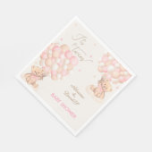 ツインガールズピンクのクマのバルーン赤ちゃんシャワー スタンダードランチョンナプキン (角)