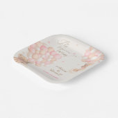 ツインガールズピンクのクマのバルーン赤ちゃんシャワー ペーパープレート (傾斜あり)