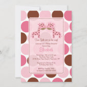 ツインガールズピンクキリンベビーシャワー招待状 招待状 (正面)