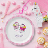 ツインガールズピンクジンガムベビーシャワー紙プレート ペーパープレート (パーティー)
