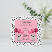 ツインガールズピンクダルマチアンベビーシャワー 招待状 (スタンド正面)