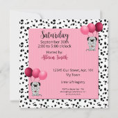 ツインガールズピンクダルマチアンベビーシャワー 招待状 (裏面)