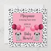 ツインガールズピンクダルマチアンベビーシャワー 招待状 (正面)