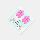 ツインガールズピンクバルーン赤ちゃんシャワー スタンダードカクテルナプキン (角)