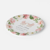 ツインガールズピンクフローラベビーシャワー紙プレート ペーパープレート (アングル)