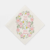ツインガールズピンクフローラ水彩赤ちゃんシャワー スタンダードランチョンナプキン (角)