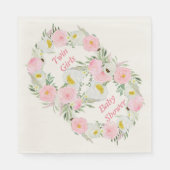 ツインガールズピンクフローラ水彩赤ちゃんシャワー スタンダードランチョンナプキン (正面)