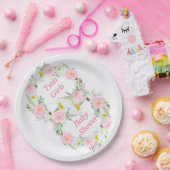 ツインガールズピンクフローラ水彩赤ちゃんシャワー ペーパープレート (パーティー)