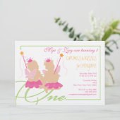 ツインガールズファースト誕生日パーティーへの招待 招待状 (スタンド正面)