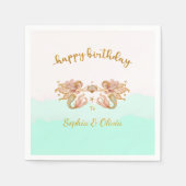 ツインガールズフェアリーメルメイド誕生日 スタンダードカクテルナプキン (正面)