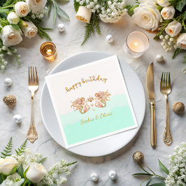 ツインガールズフェアリーメルメイド誕生日 スタンダードカクテルナプキン