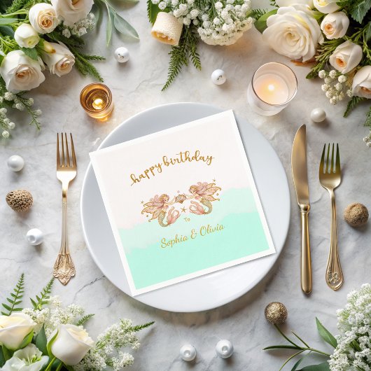 ツインガールズフェアリーメルメイド誕生日 スタンダードカクテルナプキン