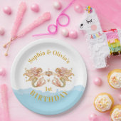ツインガールズフェアリーメルメイド誕生日 ペーパープレート (パーティー)
