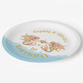 ツインガールズフェアリーメルメイド誕生日 ペーパープレート (アングル)