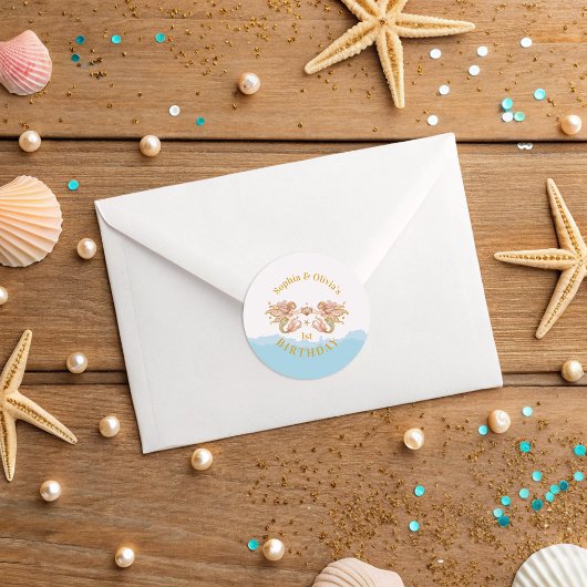 ツインガールズフェアリーメルメイド誕生日 ラウンドシール